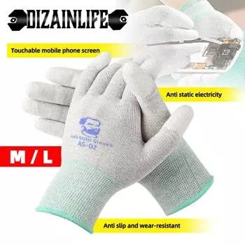MECHANIC AS02 ML эластичные нескользящие перчатки из углеродного волокна нескользящий защитный слой полиуретанового покрытия для ремонта электронных деталей телефона