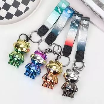 Mechanical Bear Glowing Gradient Bear Keyring Gradient Eye Mask Bear Keychain Cute Children s style E