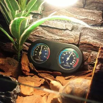 Mechanical Testimony Reptile Hygrometer Double Disc Temperature Humidity Sensor Reptile Terrarium чёрный
