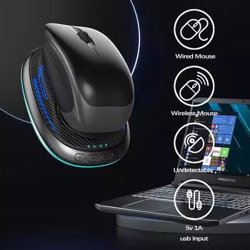 Mechanical Turntable Pad ON/Off Switch Mouse Movement Simulator Type-C Charging Cable Drive-free Computer Lock Screen Prevention белый