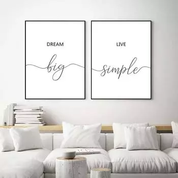мечта цитата настенная картина для гостиной черно-белый живой постер холст живопись современные настенные художественные принты HD2812 21x30cm no frame