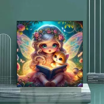 Мечтательная бабочка, эльф и животное, цветочная фея, 5D, полный круг, алмазная картина, сделай сам, алмазная мозаика, вышивка крестом Full Round 20x20CM