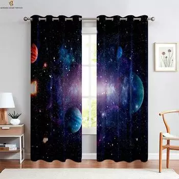 Мечтательная галактика звездное небо 3D печатные шторы затемняющие шторы подходят для спальни гостиной кабинета декоративные шторы W50xH130(CM)x2PCS&Grommet Top