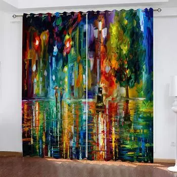 Мечтательное абстрактное искусство масляная живопись оконные шторы для детей спальня гостиная ванная комната кухня дверь прихожая шкаф распродажа 2 шт W50 X H130(CM)X2&Hook