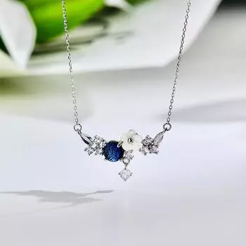 Мечтательное звездное небо стеклянный цветок циркон ожерелье нежная ключичная цепочка милая модная цепочка на шею женская