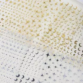 Мечтательный размер звезды милые наклейки для ногтей полумесяц звездный свет японский золотой серебряный черно-белый нейл-арт украшения 2