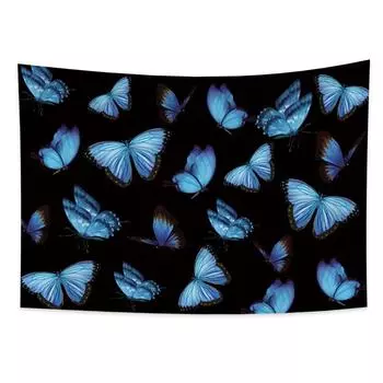 Мечтательный синий гобелен с бабочкой, черный гобелен, настенный богемный психоделический декор стен, пляжное полотенце, коврик для йоги, домашний декор для комнаты 100X75CM