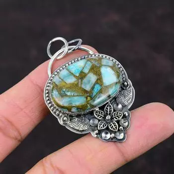 Медь Амазонит Подвеска Дизайнерские Ювелирные Изделия Стерлингового Серебра 925 Подвеска Ручной Работы Ювелирные Изделия Из Драгоценных Камней Подарок Для Жены Стильный Подвеска Цветочные Ювелирные Изделия