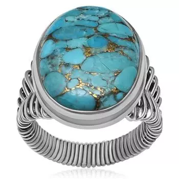 Медь, бирюзовый драгоценный камень, стерлинговое серебро 925 пробы, разделенный хвостовик, обернутые кольца, ювелирные изделия для женщин, HR-180 5 синий