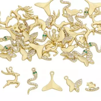 Медь циркон милые бабочки змея подвески подвески для изготовления ожерелья серьги браслета 14x15mm 1pc золотой