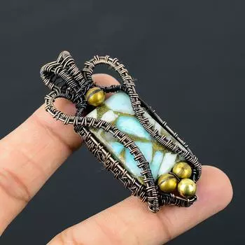 Медь Ларимар драгоценный камень чистая медная проволока обернутая ювелирная подвеска ручной работы для подарка 2.76 Inches синий