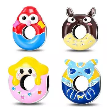 Медь посеребренная 925 мультфильм связь пончик шиншилла DIY браслет ожерелье бусины