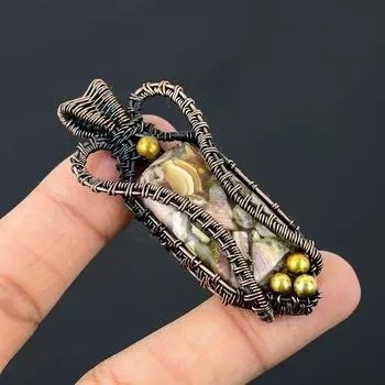 Медь родохрозит драгоценный камень чистая медная проволока обернутая ювелирные изделия ручной работы кулон для нее 2.76 Inches розовый