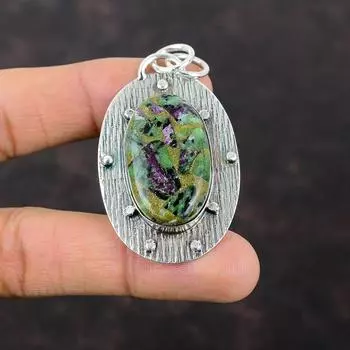 Медь Рубин Цоизит Кулон Красивые Ювелирные Изделия Из Драгоценных Камней Стерлингового Серебра 925 Кулон Ручной Работы Антикварные Ювелирные Изделия Подарок Для Женщин Совершенно Новый Кулон