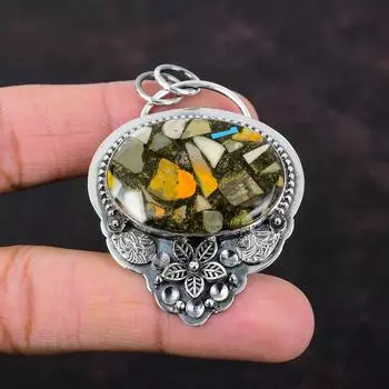 Медь Шмель Яшма Подвеска Стерлингового Серебра 925 Подвеска Ручной Работы Подвеска Из Драгоценного Камня Цветок Ювелирные Изделия Подарок Для Друга Ювелирные Изделия Из Исцеляющего Камня