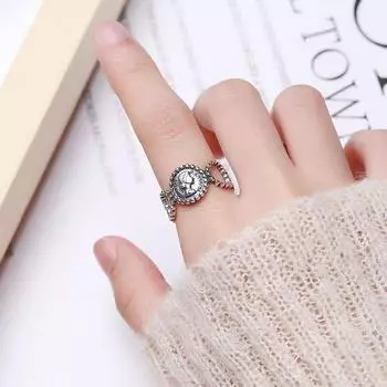 [Медь] Винтажное хип-хоп открытое кольцо - модное европейское и американское креативное модное кольцо на указательный палец для женщин Beauty head ring