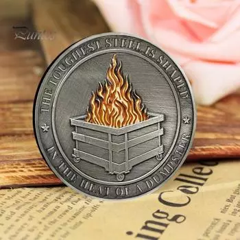 Медаль Challenge Monet Dumpster в виде пламени в стиле ретро, серебряного цвета, уникальный аксессуар для офисного стола, памятный подарок (Новое письмо) 3 серебряный серый