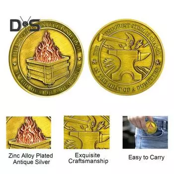 Медаль Challenge Monet Dumpster в виде пламени в стиле ретро, серебряного цвета, уникальный аксессуар для офисного стола, памятный подарок (Новое письмо) 3 серебряный серый