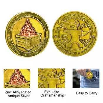 Медаль Challenge Monet Dumpster в виде пламени в стиле ретро, серебряного цвета, уникальный аксессуар для офисного стола, памятный подарок (Новое письмо) 3 серебряный серый