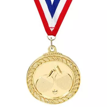 Медаль для пинг-понга 5 см с шейной лентой для соревнований, вечеринок, гонок (Золото)