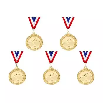 Медаль для пинг-понга 5 см с шейной лентой для соревнований, вечеринок, гонок (Золото)