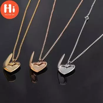 Медальон с сердцем Hi Love, подвески для женщин и мужчин, открывающееся ожерелье в рамке с изображением серебряный