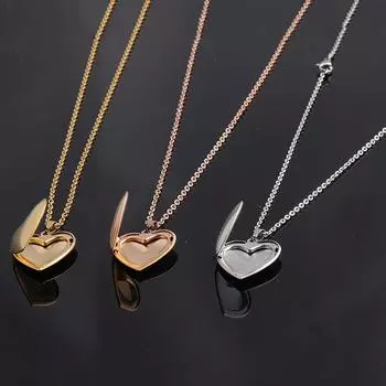 Медальон с сердцем любви, подвески для женщин и мужчин, открывающееся ожерелье в рамке с изображением Po серебряный