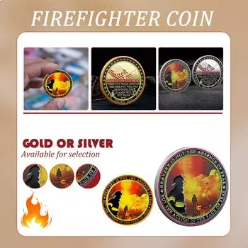 Медаль Памятная монета в честь пожарных, пожарных и спасателей Памятная монета для коллекционеров One Size золотой