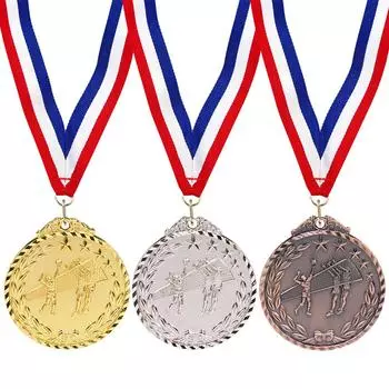 Медали по волейболу высотой 6,5 см с шейной лентой для спортивных соревнований Gold