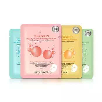 [MEDI FLOWER] Маска для кожи со специальным уходом 23мл * 10шт 4 вида # Collagen