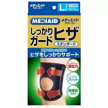 Media Aid Supporter Firm Guard Knee Standard L Black Unisex Unisex Knee Support Joint Fixing Protection Nippon Sigmax 436003