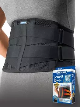 Media Aid Waist Support Firmly Guard Waist EX Hard Black L Медицинский производитель поясничный пояс корсет Strong Fixed Unisex Adjustable Nippon Sigmax чёрный