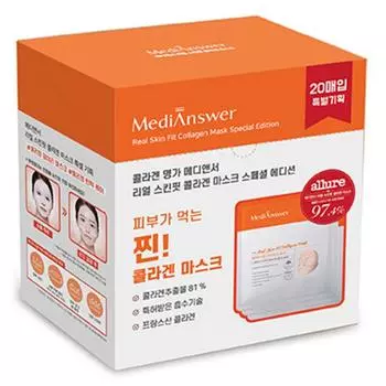 MediAnswer Real Skin Fit Collagen Mask Pack, 20 упаковок, 1 упаковка