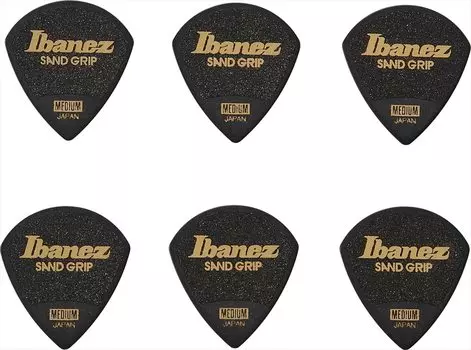 Медиатор Ibanez Grip Wizard Series Sand Grip с использованием материала Black PPA18MSGBK нескользящий [MEDIUM] 6 шт. в упаковке