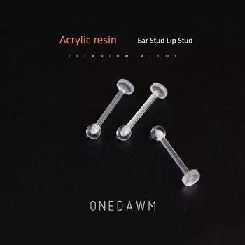 Medical Acrylic-Based Resin Invisible See through Plastic Earing Labret Anti-Allergy Ear Piercing Student Flats Nail Nose Stud [3 Pack] 3mm Ball + Rod 1.2mm * Rod Length 6mm