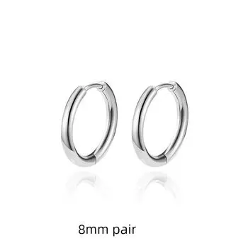 Medical Titanium Steel Earrings Advanced Titanium Alloy Men and Women Couple All-Match Ear Piercing Ear Studs Simple Bracelet Otica Trendy Simple 8mm earrings (a pair)