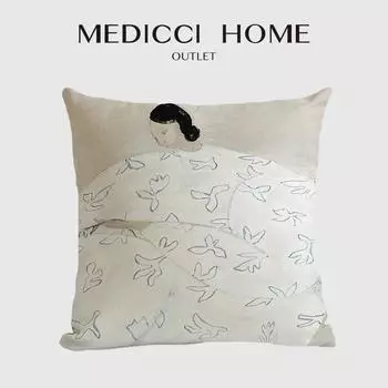 Medicci Home Литературная Молодежная Мода Наволочка Для Подушки Для Двора Балкон Спальня Квадратная Наволочка 45x45 Японское Искусство Ручной Работы 30x50cm(NO FILLING)
