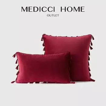 Medicci Home Velvet Soft Solid Декоративная наволочка с кисточками и бахромой в стиле бохо Чехол для дивана-кровати 30x50cm(NO FILLING)
