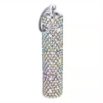Medicine Organizer Bottle Pill Box Tablet Holder Sparkling Fine Workmanship Full Rhinestone Zinc Alloy Vial For Hiking AB