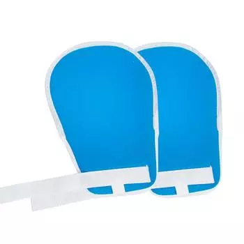 Медицинские ограничения. Защитные перчатки для рук пациента. Мягкие рукавицы, предотвращающие повреждение пальцев. Фиксированные перчатки. синий