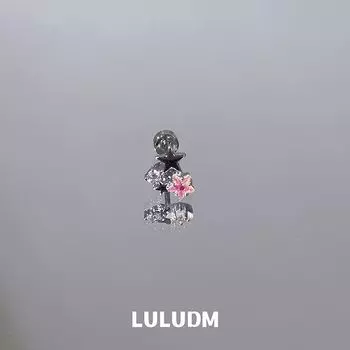 Медицинские титановые мини-пусеты для пирсинга хряща уха A group of colorful stars(Not pink.)