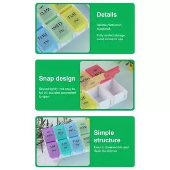 Медицинский футляр, аптечка, органайзер для таблеток, коробка для таблеток, влагостойкий футляр для таблеток, напоминание о лекарствах чёрный