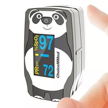 медицинский пульсоксиметр силиконовый чехол и ремешок идеально подходит для C55 [Специально контролируемое устройство] Оксиметр с рисунком панды, сатурация, SpO2, 2-летний серый