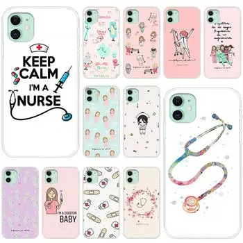 Медицинский силиконовый чехол для телефона «Медсестра» для Apple iPhone 13 12 Mini 11 Pro XS Max X XR 6 6S 7 8 Plus 5 SE 2020, мягкий чехол iPhone 5 5S SE