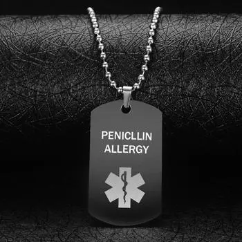 Медицинское оповещение-кулон, ожерелье диабетического типа, астма, болезнь сердца, ожерелья из нержавеющей стали для женщин и мужчин, модные аксессуары для медицинского оповещения