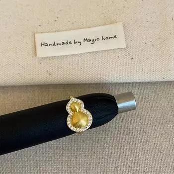 Medieval Brushed Zircon Gourd Open Ring, Women S Exquisite Personality, Unique Fashion Temperament, Versatile Ring Ring