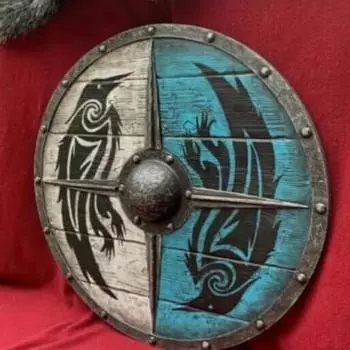 Medieval Eivor Valhalla Raven Viking Shield - 60.96 cm Battle-Worn Blue как