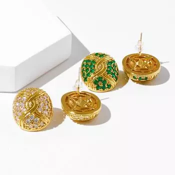 Medieval gold-plated zircon stud earrings fashionable niche design earrings simple commuter light luxury earrings