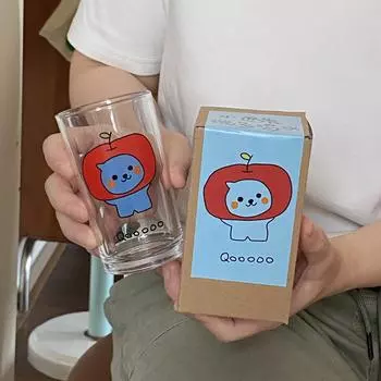 Medieval Hand-Painted Apple Little Queer Glass, Cartoon Little Blue Man Burnt Juice Cup Coffee Cup Gift see picture