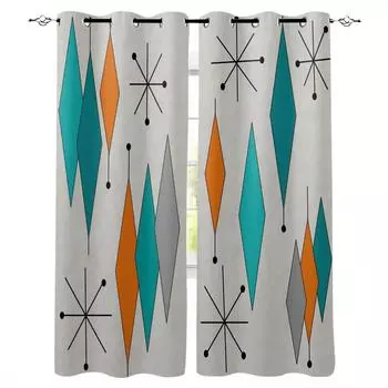 Medieval Retro Geometry Blackout Curtains For Living Room Window Curtains For Bedroom Kitchen Curtains Drapes Blinds W135 x H60cm